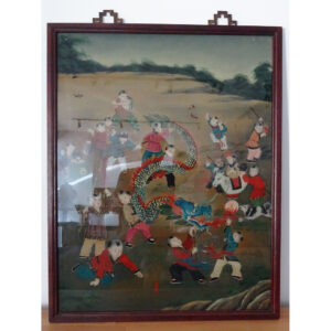 Chinees Glas Schilderij 'Drakendans'