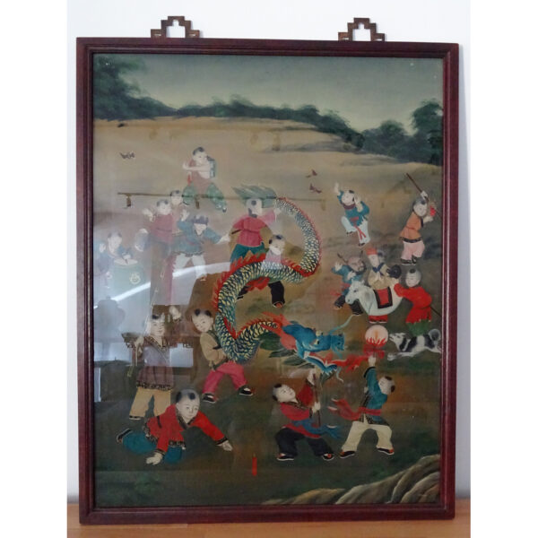 Chinees Glas Schilderij 'Drakendans'